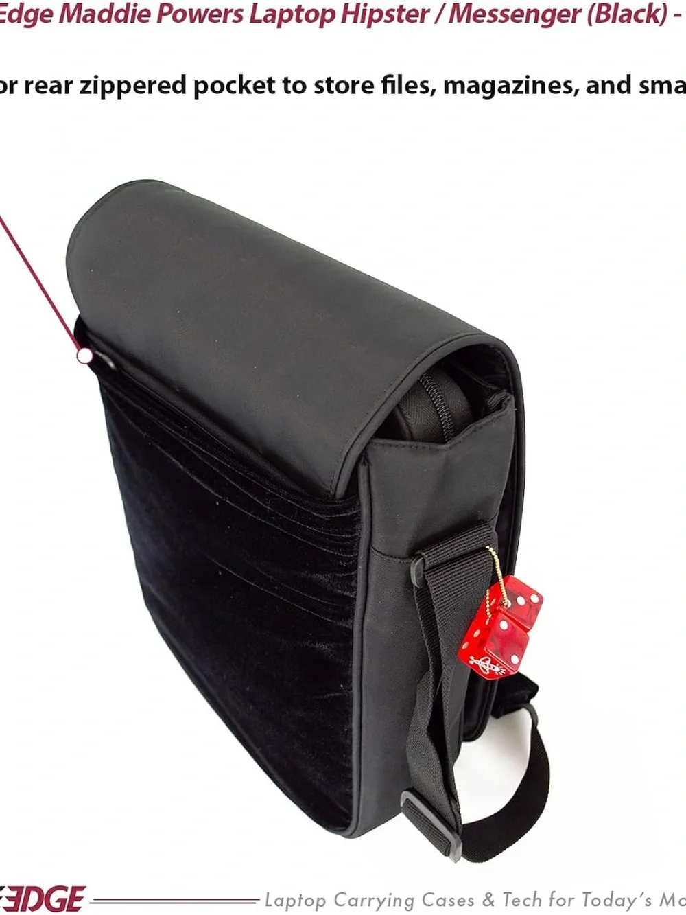 Maddie Powers Cutebug Hipster laptop bag. Olive green velvet